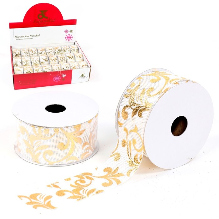 CINTA NAVIDAD 270X3.8CM BLANCO ORO