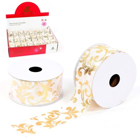 CINTA NAVIDAD 270X3.8CM BLANCO ORO