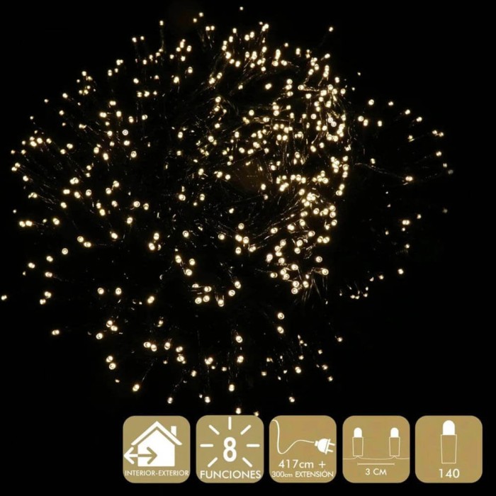 140 LUCES DE NAVIDAD - LED CALIDO 8 FUNCIONES